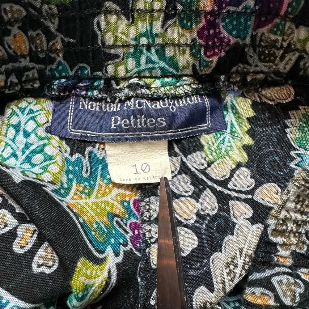 Dark Floral Rayon Midi Skirt |Flowy A-Line Norton McNaughton (Y2K Cottagecore) - Picture 10 of 11